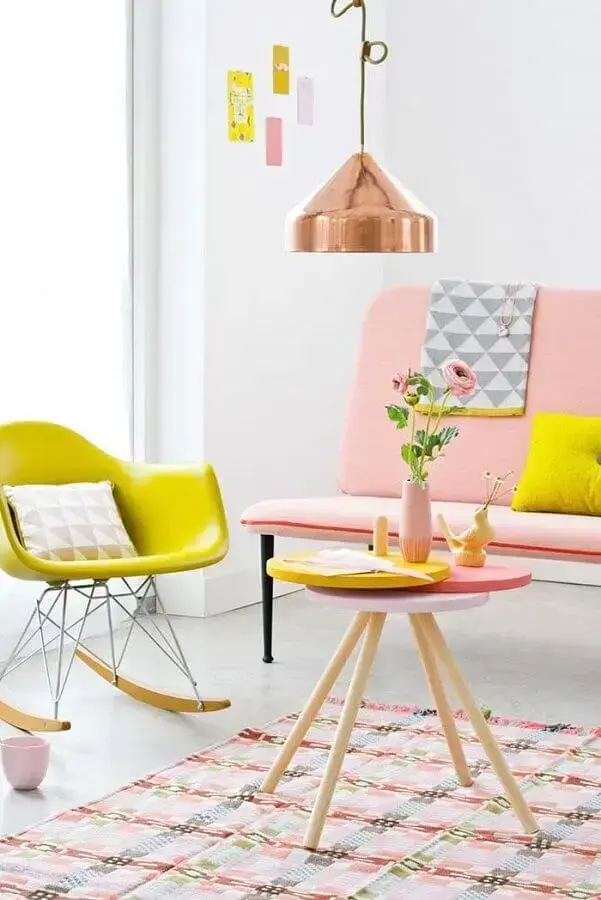 tons pastéis para decoração de sala de estar colorida Foto Urban Casa