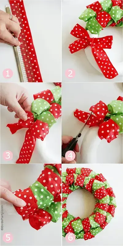 Como Fazer Laço de Natal vermelho e verde ribbon-christmas