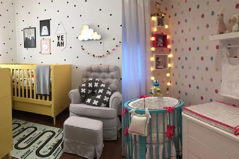 Decoração de quarto de bebê colorida e personalizada