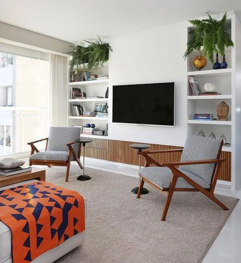 decoração moderna com tapete cinza para sala de estar Foto Inter Construtora