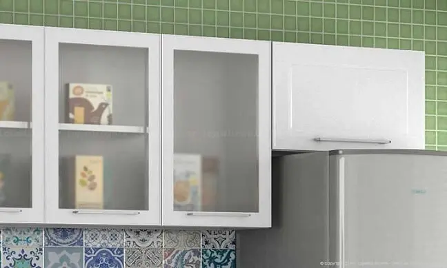 Cozinha modulada com armário aéreo branco Projeto de Lojas KD