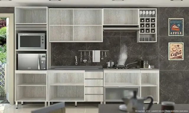 Cozinha modulada com armário dem portas Projeto de Lojas KD