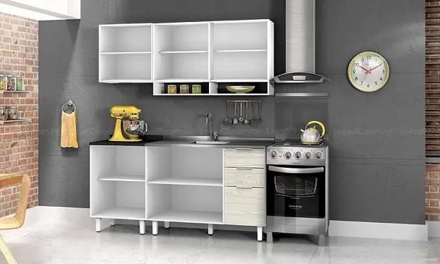 Cozinha modulada com armário sem portas Projeto de Lojas KD