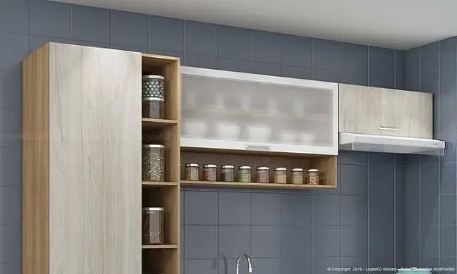 Cozinha modulada com divisões para guardar temperos Projeto de Lojas KD