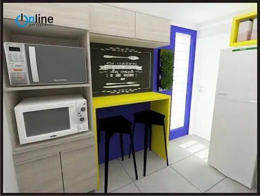 Cozinha planejada com móveis discretos em bege Projeto de Online Projetos2