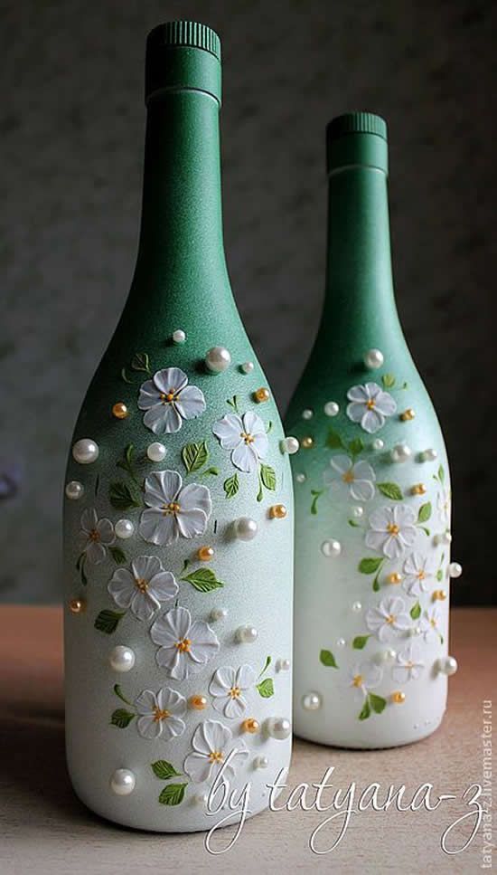 Garrafas Decoradas - garrafas decoradas verdes 