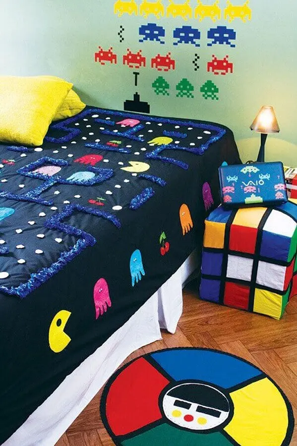 roupa de cama divertida para decoração de quarto gamer Foto Us The Players
