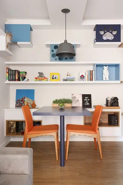 Combinação de cores azul e laranja Projeto de Oliveira Arquitetura