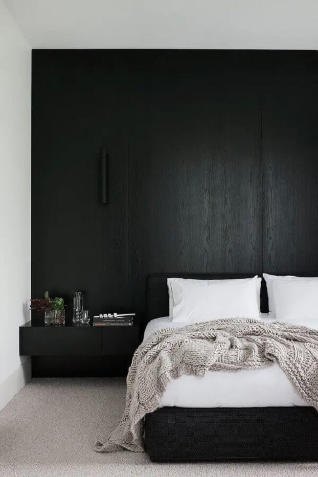Decoração minimalista para quarto preto e branco