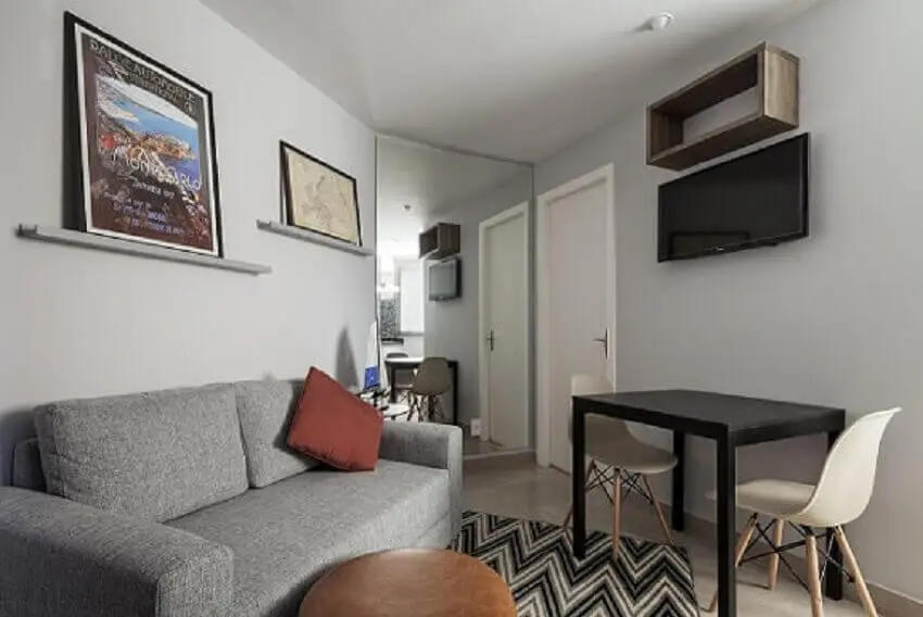 Decoração de apartamento pequeno com sala minimalista