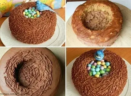 Decoração de páscoa de chocolate em formato de ninho
