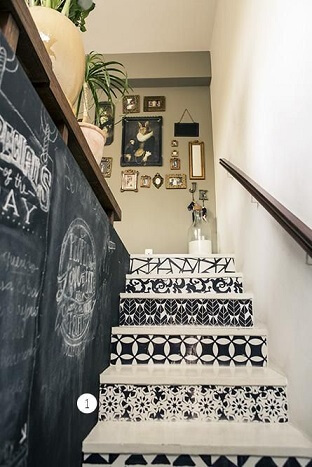 Escada decorada com parede de tinta lousa Projeto de Casa Aberta