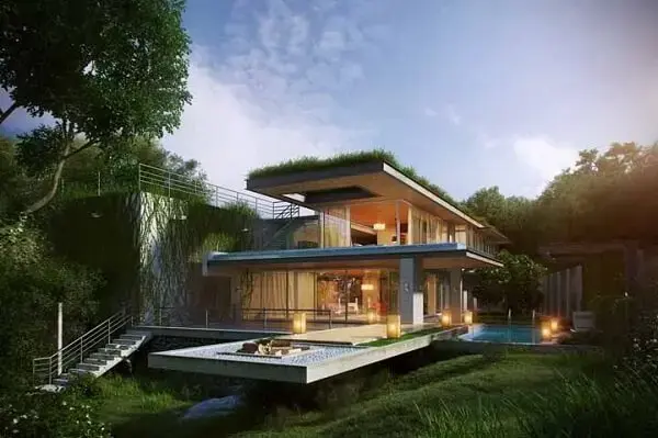 O telhado verde pode ser construído sobre uma estrutura de madeira, metal ou concreto