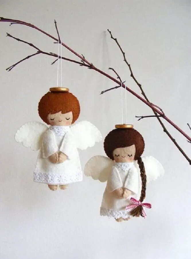 anjinhos para decoração de natal feito de artesanato em feltro 