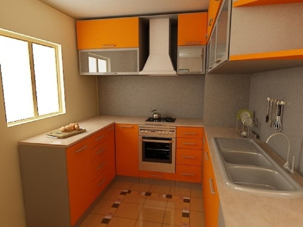 cozinha planejada simples laranja