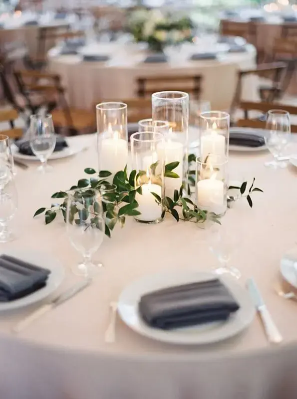 simple wedding table decoration with candles