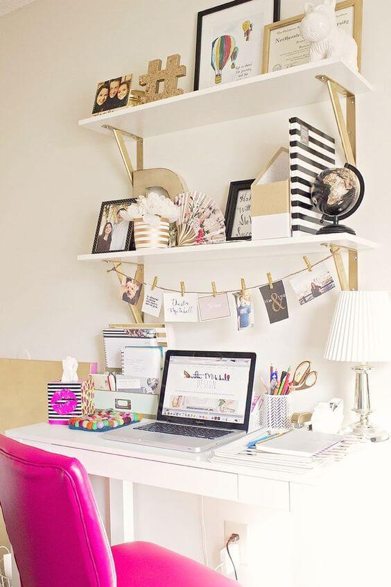 Decore seu home office com varal de fotos