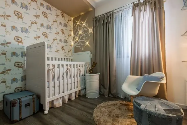 Cores para quarto de bebê azul e marrom Projeto de Jordana Gabrielli