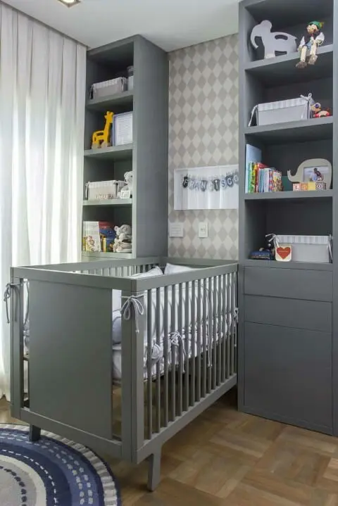 Cores para quarto de bebê cinza Projeto de Triplex Arquitura