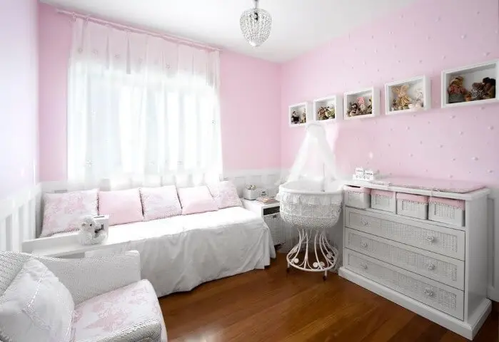 Cores para quarto de bebê rosa Projeto de Eduarda Correa