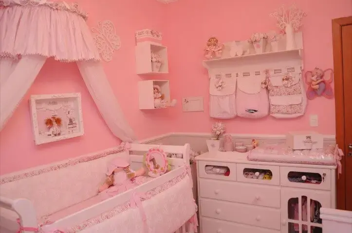 Cores para quarto de bebê rosa Projeto de Fernando Deca