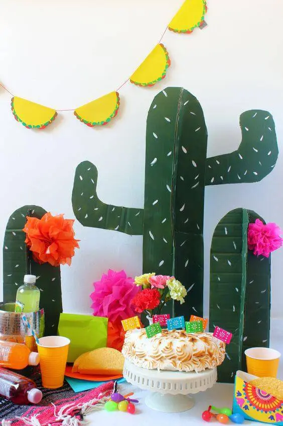 Decoração de aniversário simples com tema mexicano