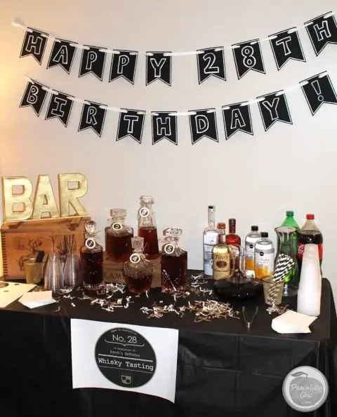 Decoração de aniversário simples masculino com bar