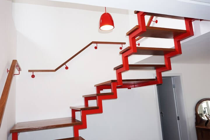 Modelos de escadas em U de madeira e ferro Projeto de Escadas MV