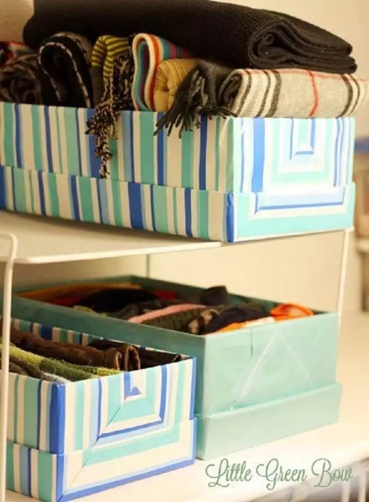 artesanato com caixa de sapato para organização