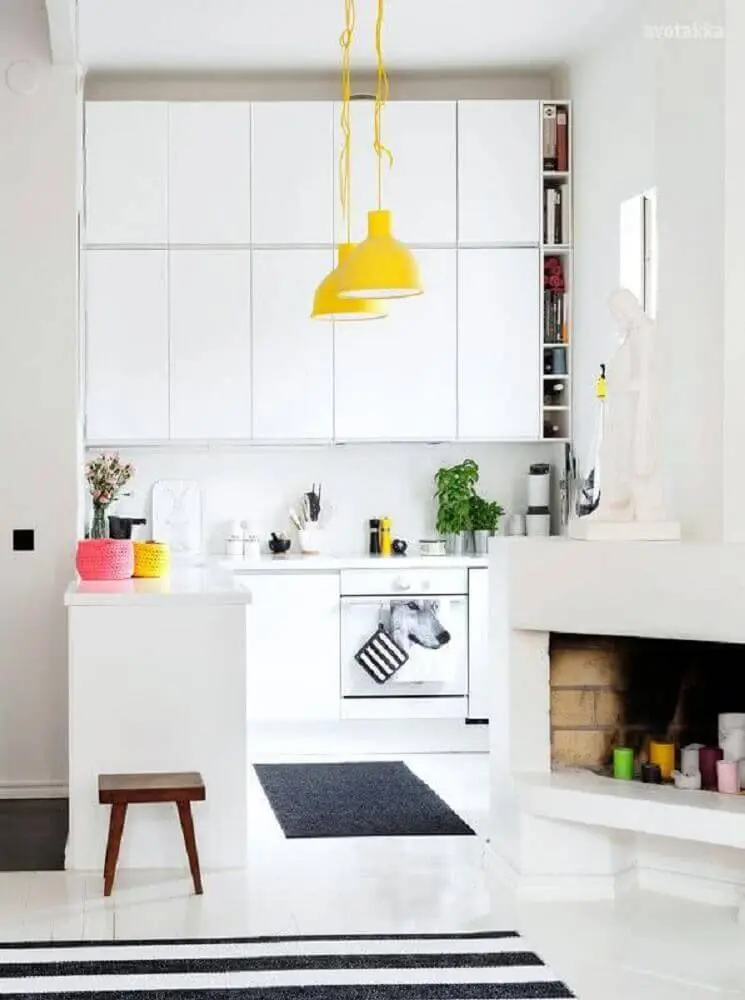 cozinha clean com luminária pendente para cozinha
