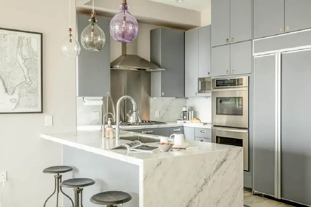 cozinhas pequenas e modernas com mármore