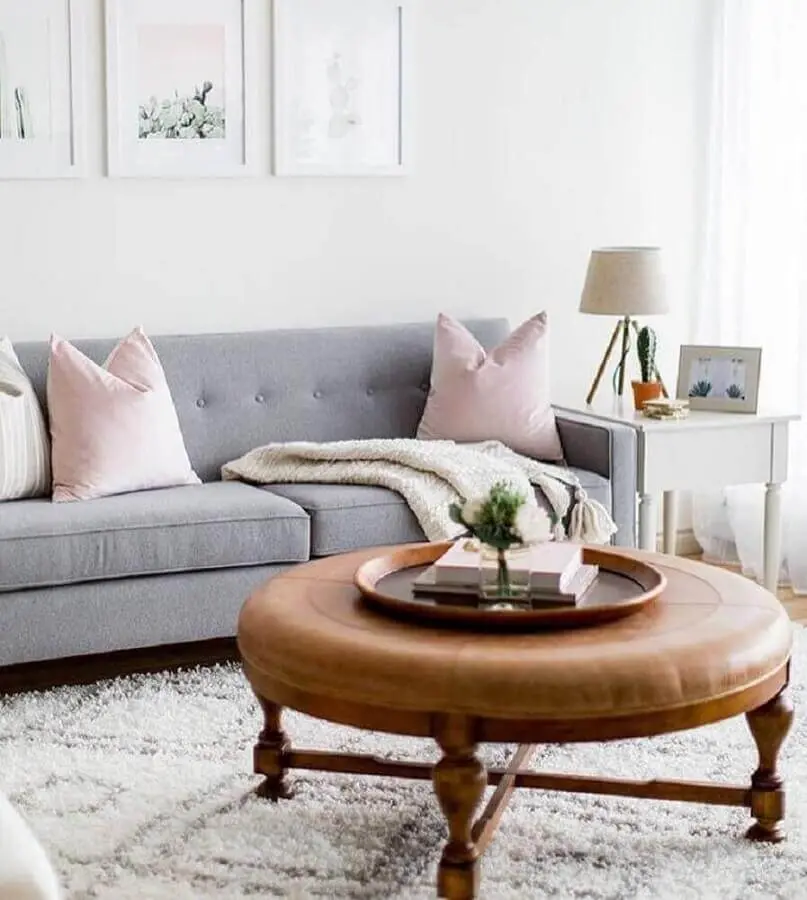 decoração clean com almofadas para sofá cinza Foto Pinterest