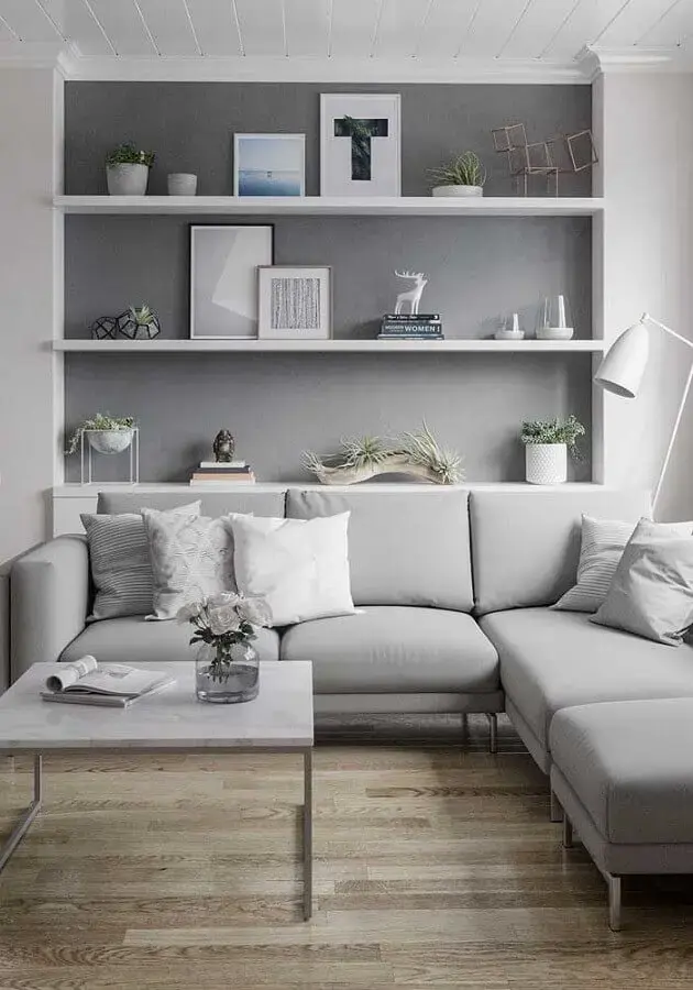 decoração de sala cinza e branco moderna Foto Pinterest