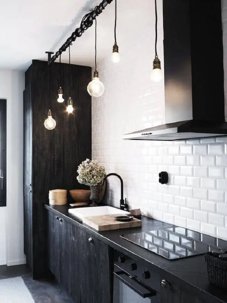 luminária moderna para cozinha preta e branca