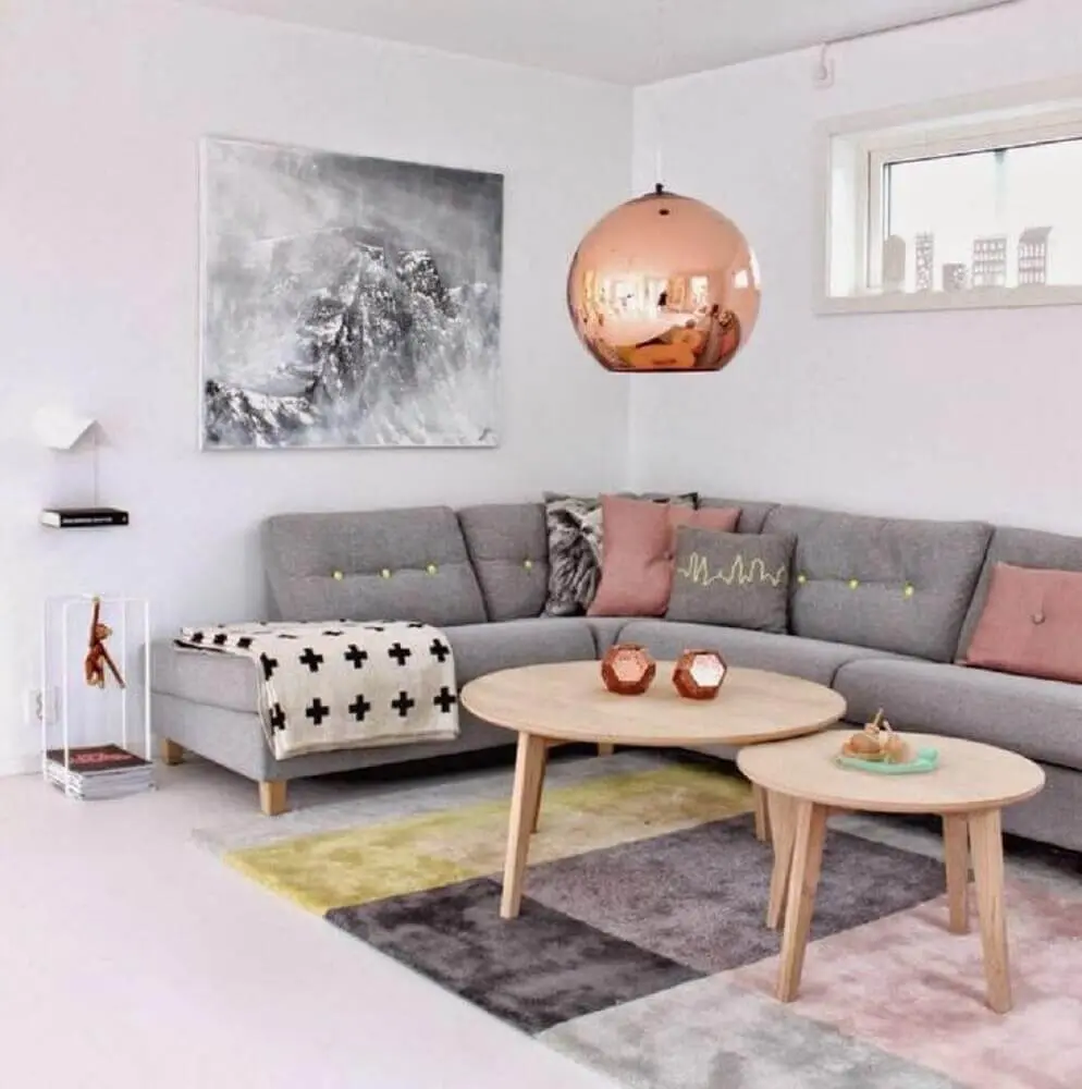 modelos de almofadas para sofá cinza