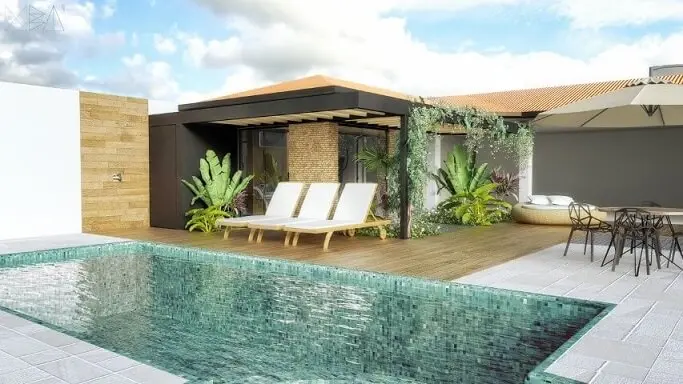 Área de lazer com piscina Projeto de Uba Arquitetura