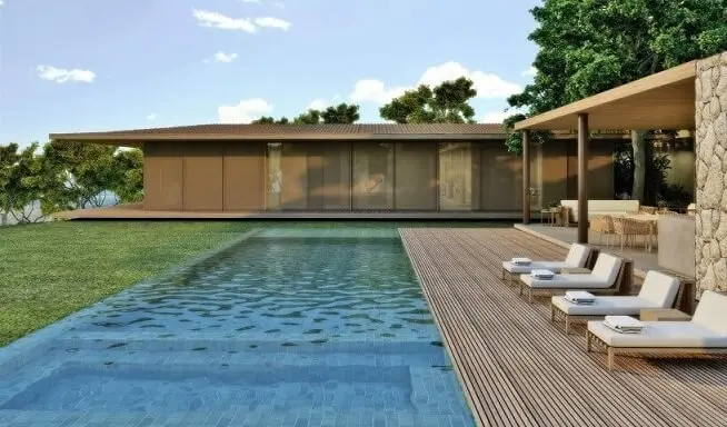 Área de lazer com piscina infinita Projeto de Triplex Arquitetura