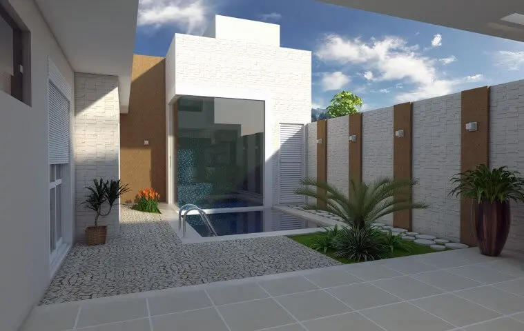 Arandelas externas na área da piscina Projeto de Arquiteto Caio Pelisson