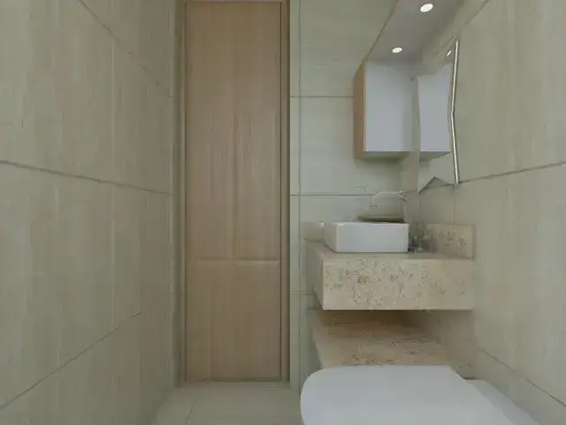 Banheiro com porta camarão Projeto de Barbara Silva