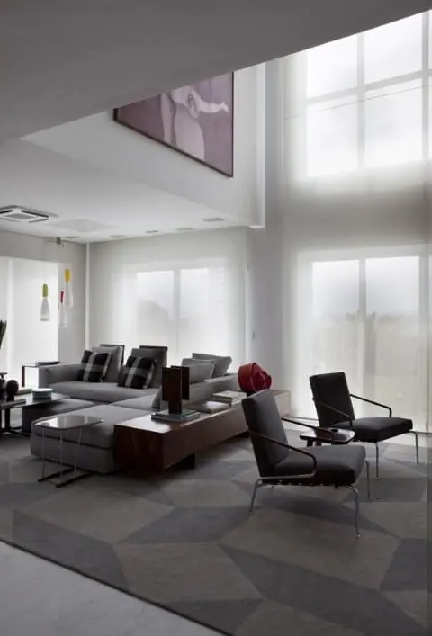 Modelos de sofá de canto cinza Projeto de AMC Arquitetura