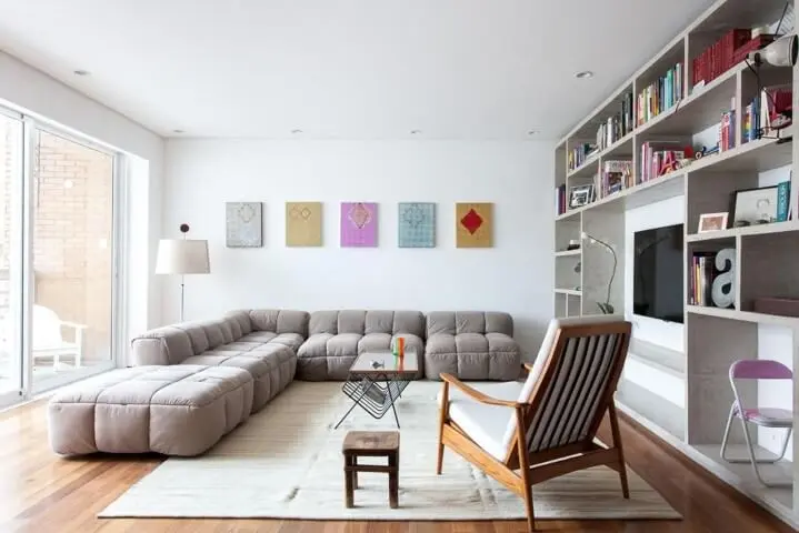 Modelos de sofá de canto cinza Projeto de Felipe Hess