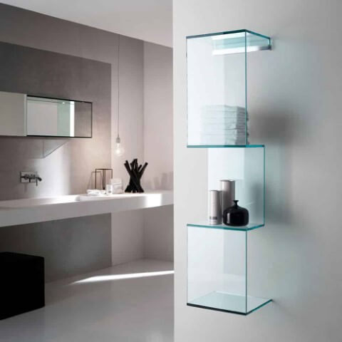 Prateleira de vidro com design moderno