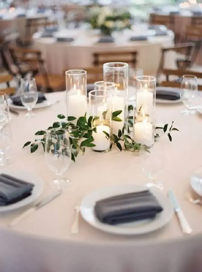  decoração de mesa de casamento simples com velas