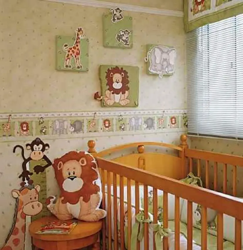 papel de parede infantil para quarto de bebê com tema de safári