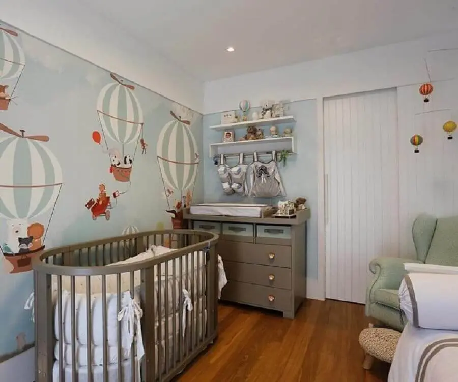 papel de parede para quarto de bebê com ursinhos em balões Foto Paola Ribeiro