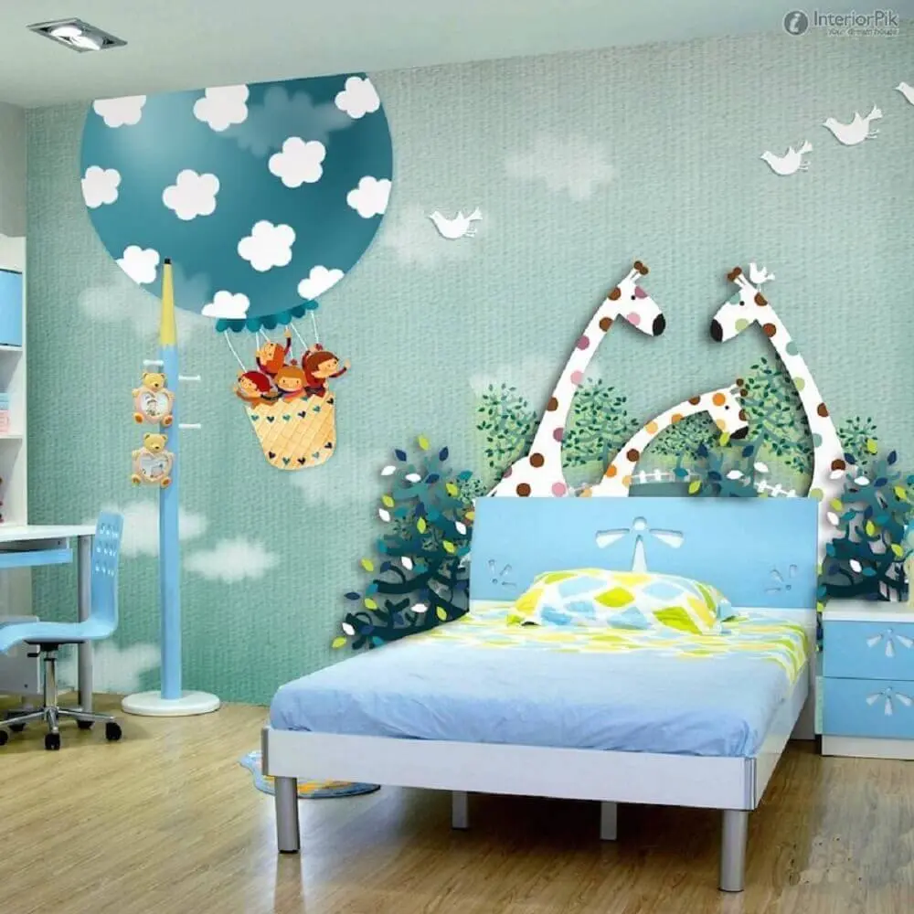 papel de parede para quarto infantil com estampa de safári lúdico