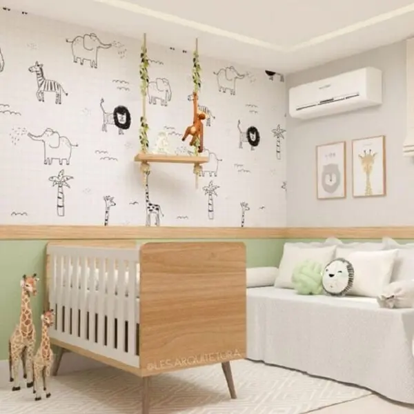 Adesivos para parede de quarto com temática safari. Fonte: Pinterest