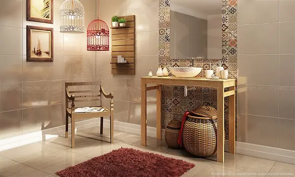 Azulejo para banheiro português encanta a decoração desse ambiente