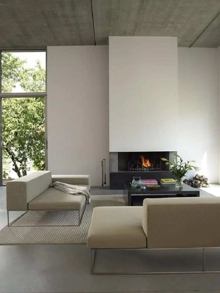 decoração com sofá moderno para sala minimalista