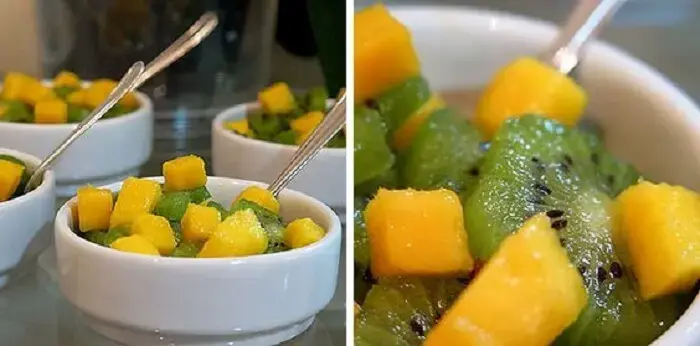 decoração de copa do mundo - salada de fruta verde e amarela